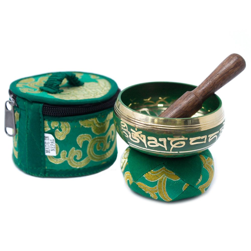 Mini Cuenco tibetano Set de Regalo – Verde