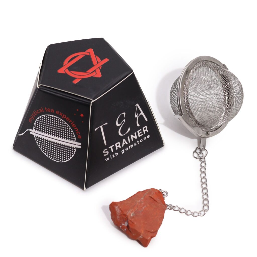 Colador de té de piedras preciosas de cristal crudo – Jaspe rojo