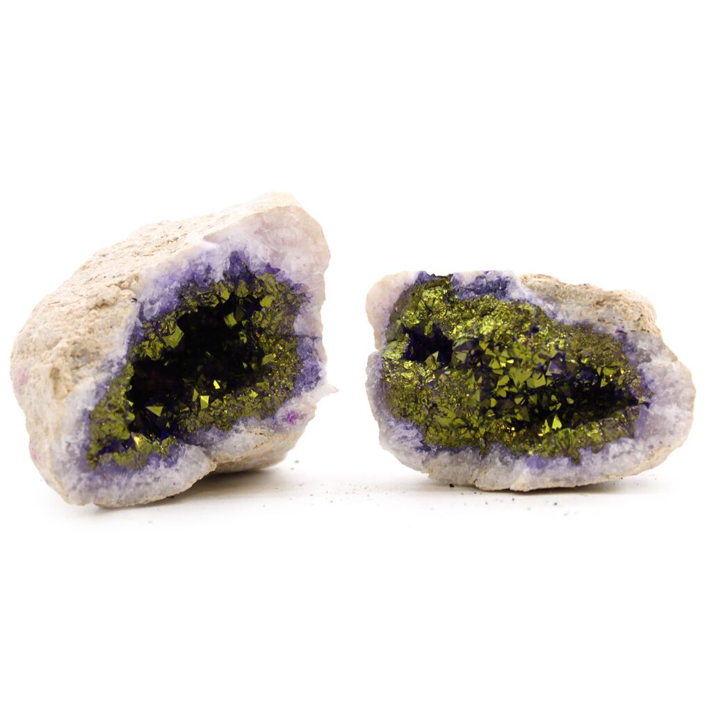 Geodas de calcita coloreada – Piedra Natural – Morado & Oro