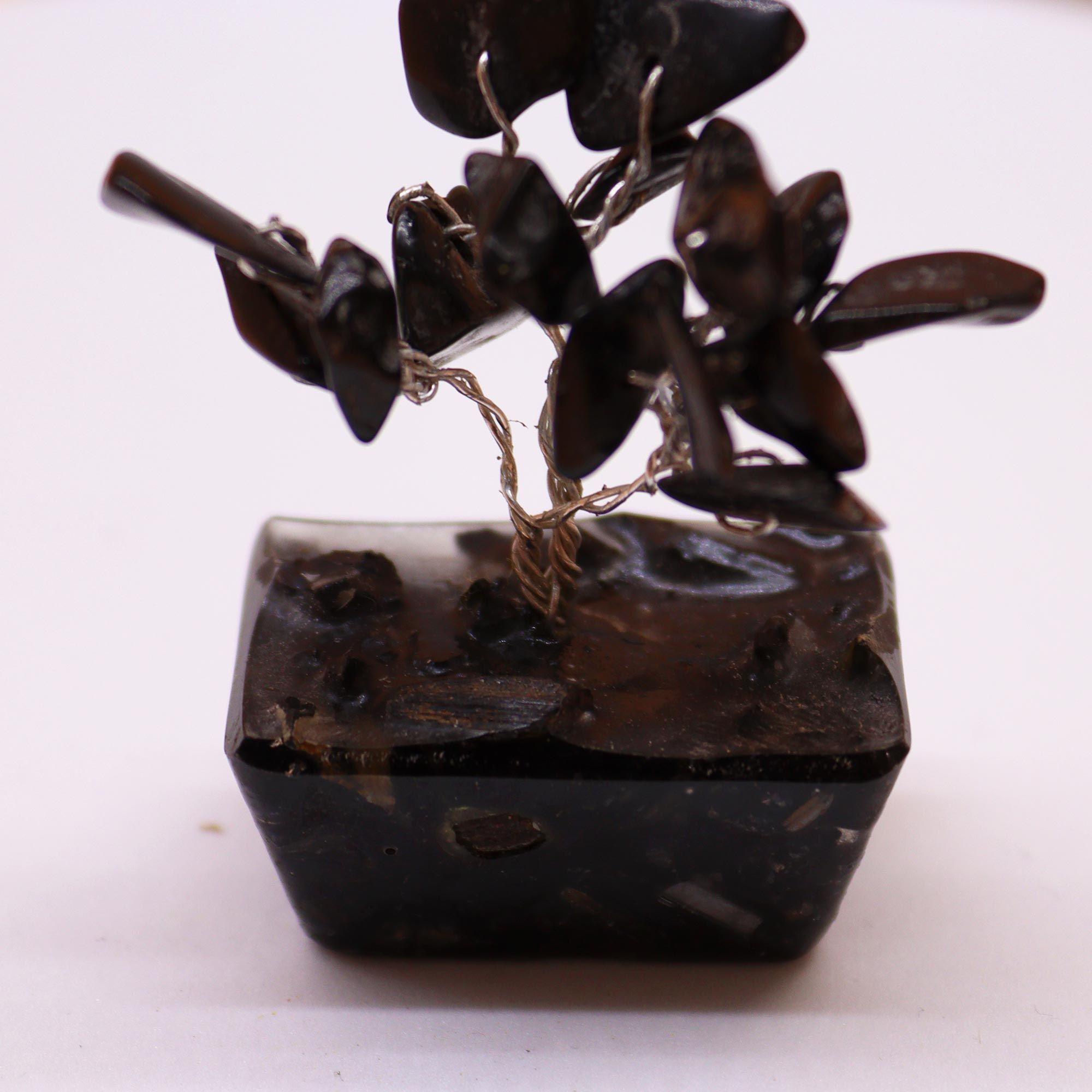 Mini árbol de piedras preciosas sobre base de orgonita - Ágata negra (15 piedras) - Imagen 5