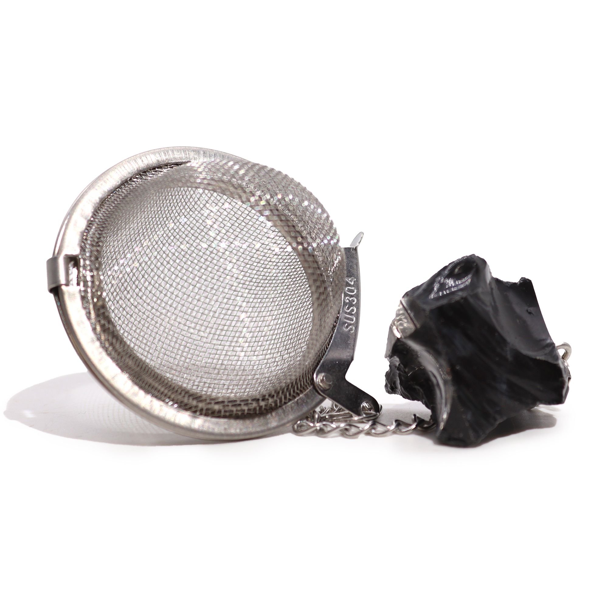 Colador de té de piedras preciosas de cristal crudo - Obsidiana negra - Imagen 2