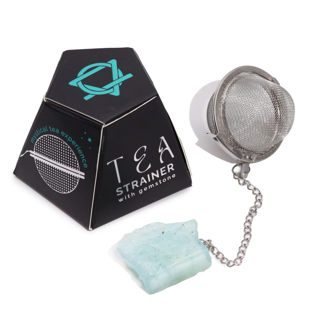 Colador de té de piedras preciosas de cristal crudo – Aguamarina