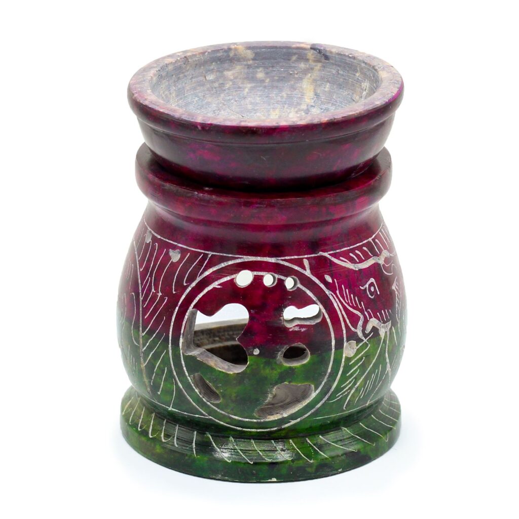 Pequeño quemador de aceite de esteatita coloreada 8cm – Om & Elefante