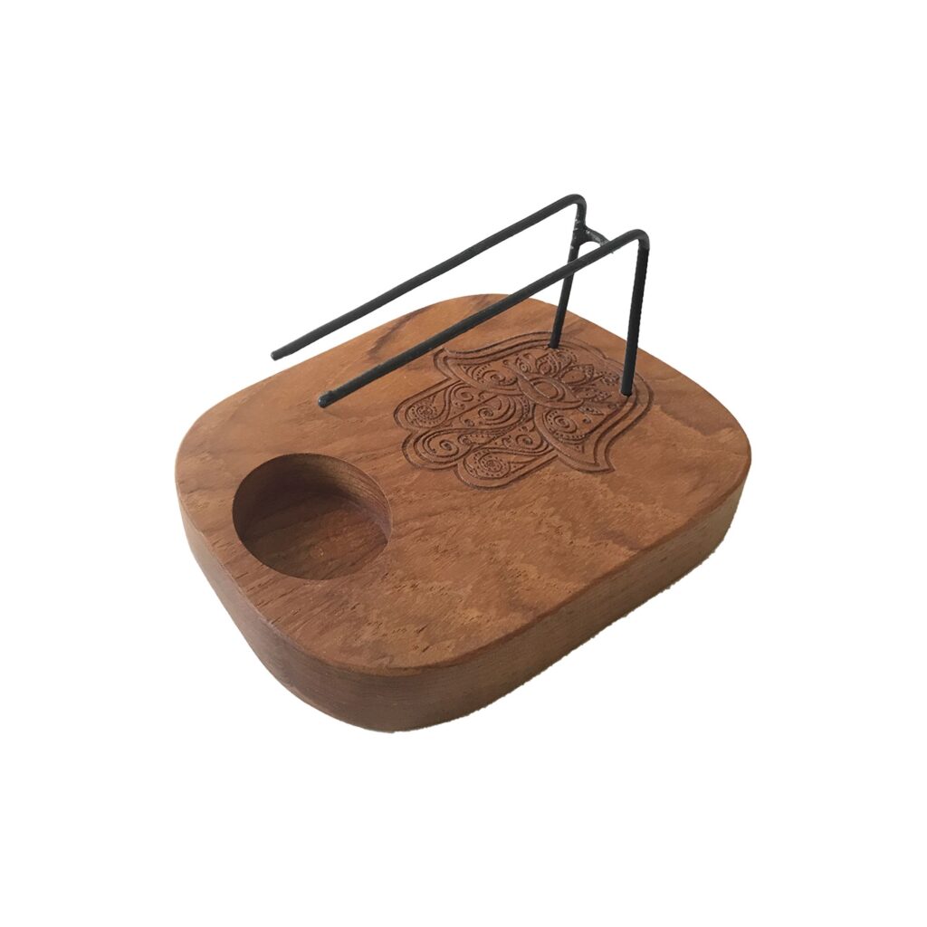 Calentador Palo Santo – Madera de Teca – Diseño Hamsa