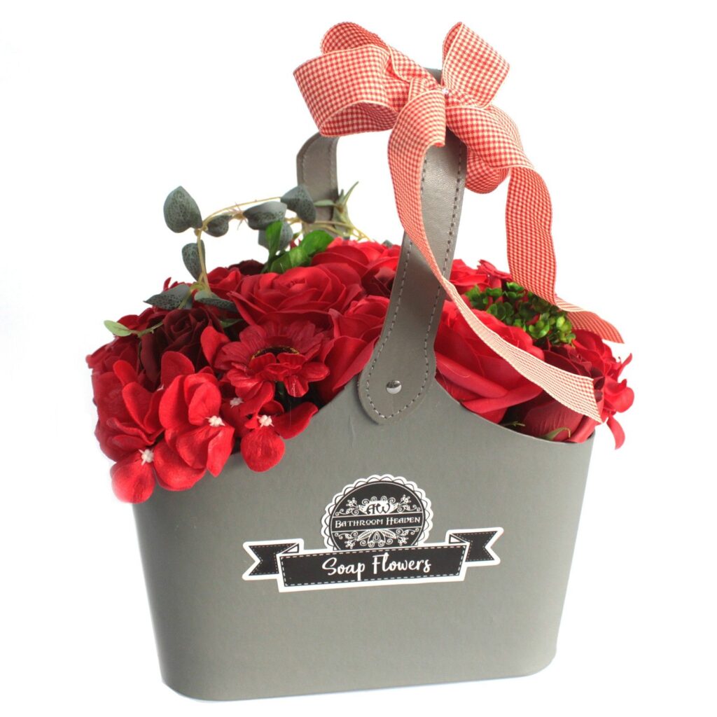 Cesta ramo de flores jabón – roja