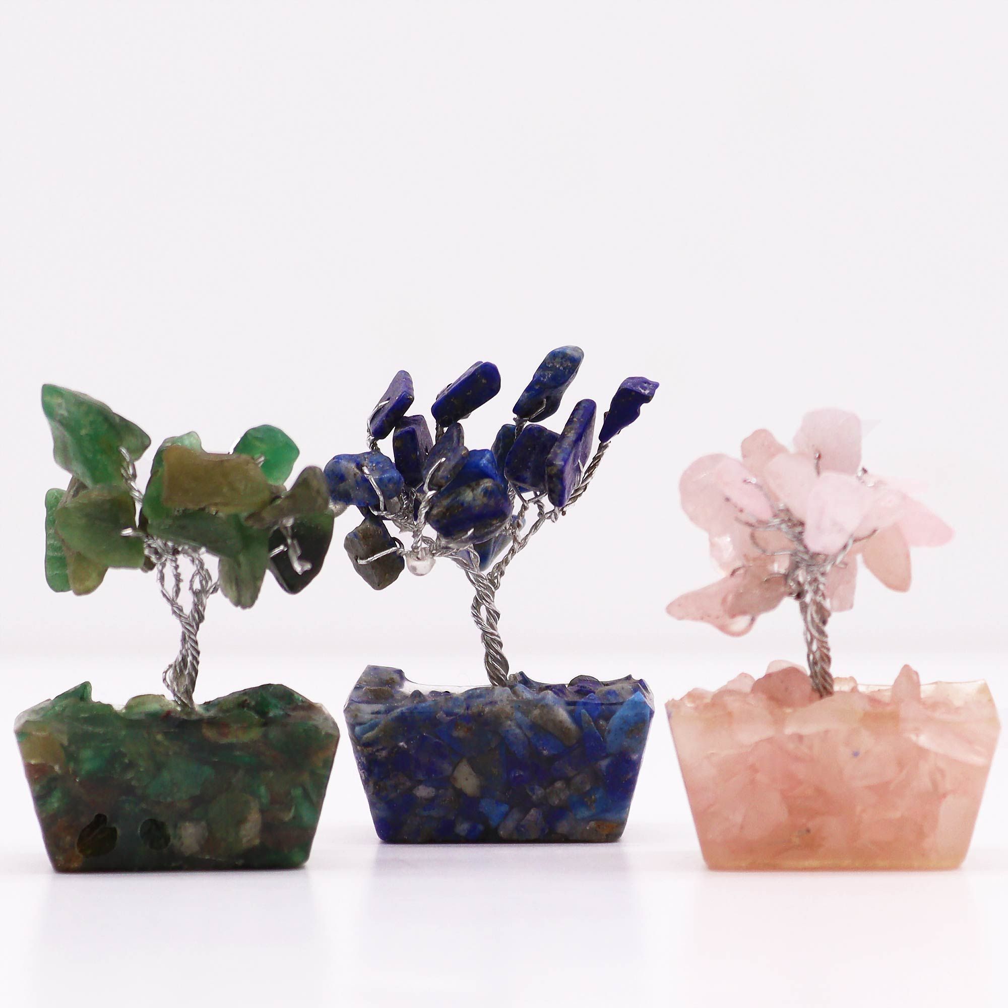 Mini árboles de piedras preciosas sobre base de orgonita - Mezcla Surtida (15 piedras) - Imagen 5