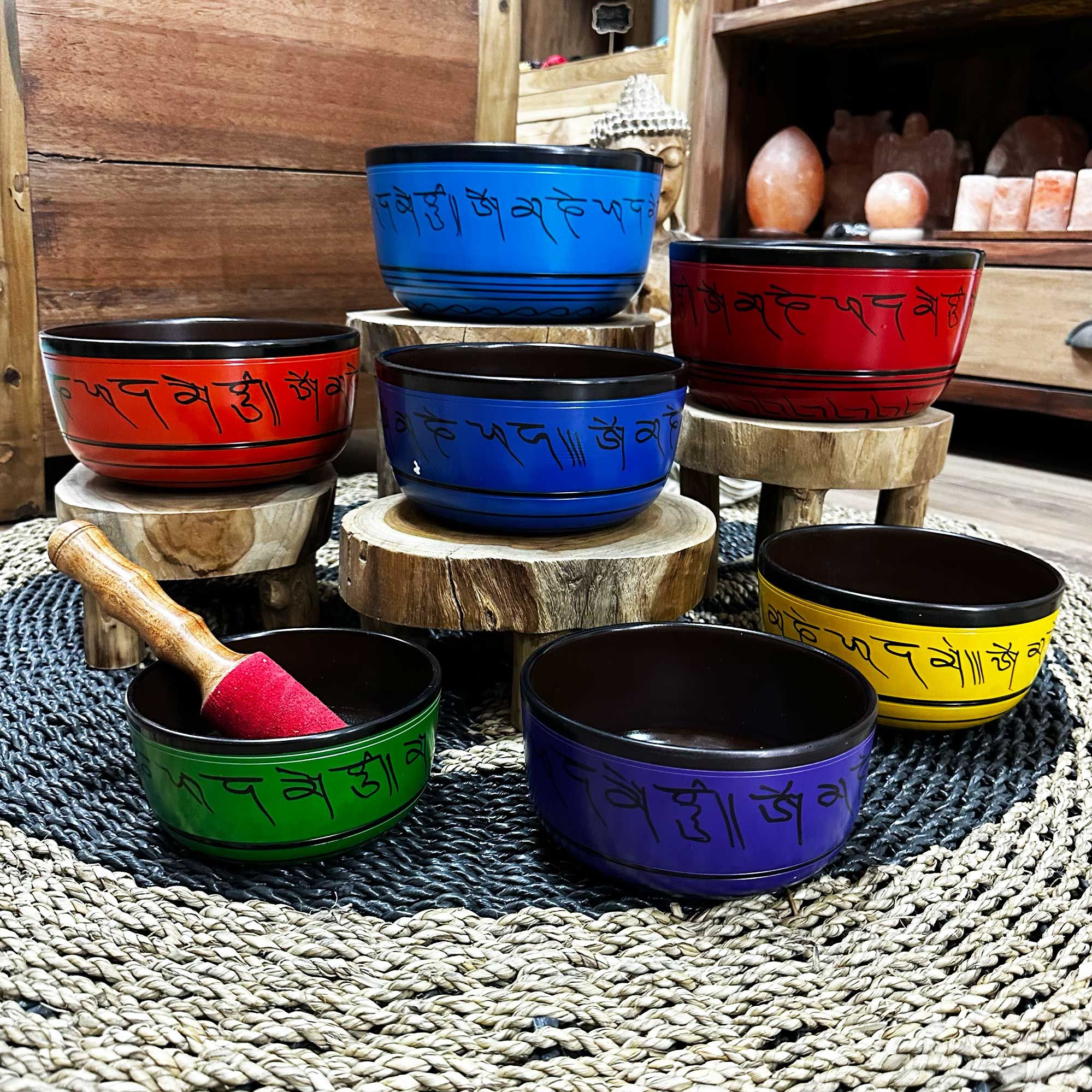 Juego de siete cuencos tibetanos para chakras pequeños (14-22 cm) - Imagen 3