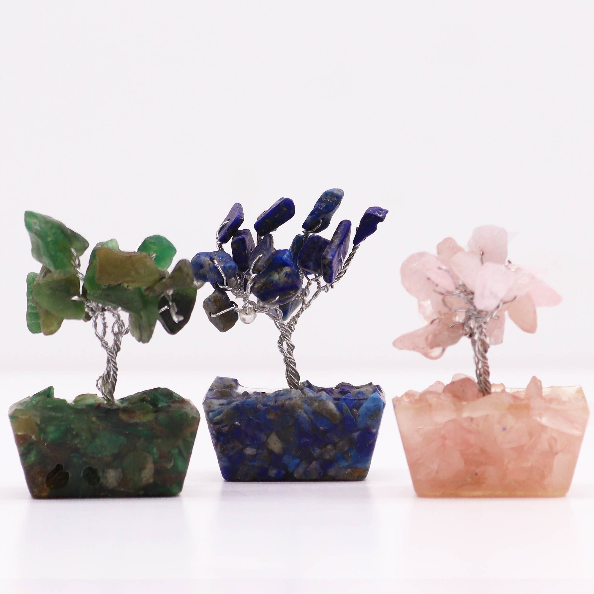 Mini árboles de piedras preciosas sobre base de orgonita - Mezcla Surtida (15 piedras) - Imagen 2