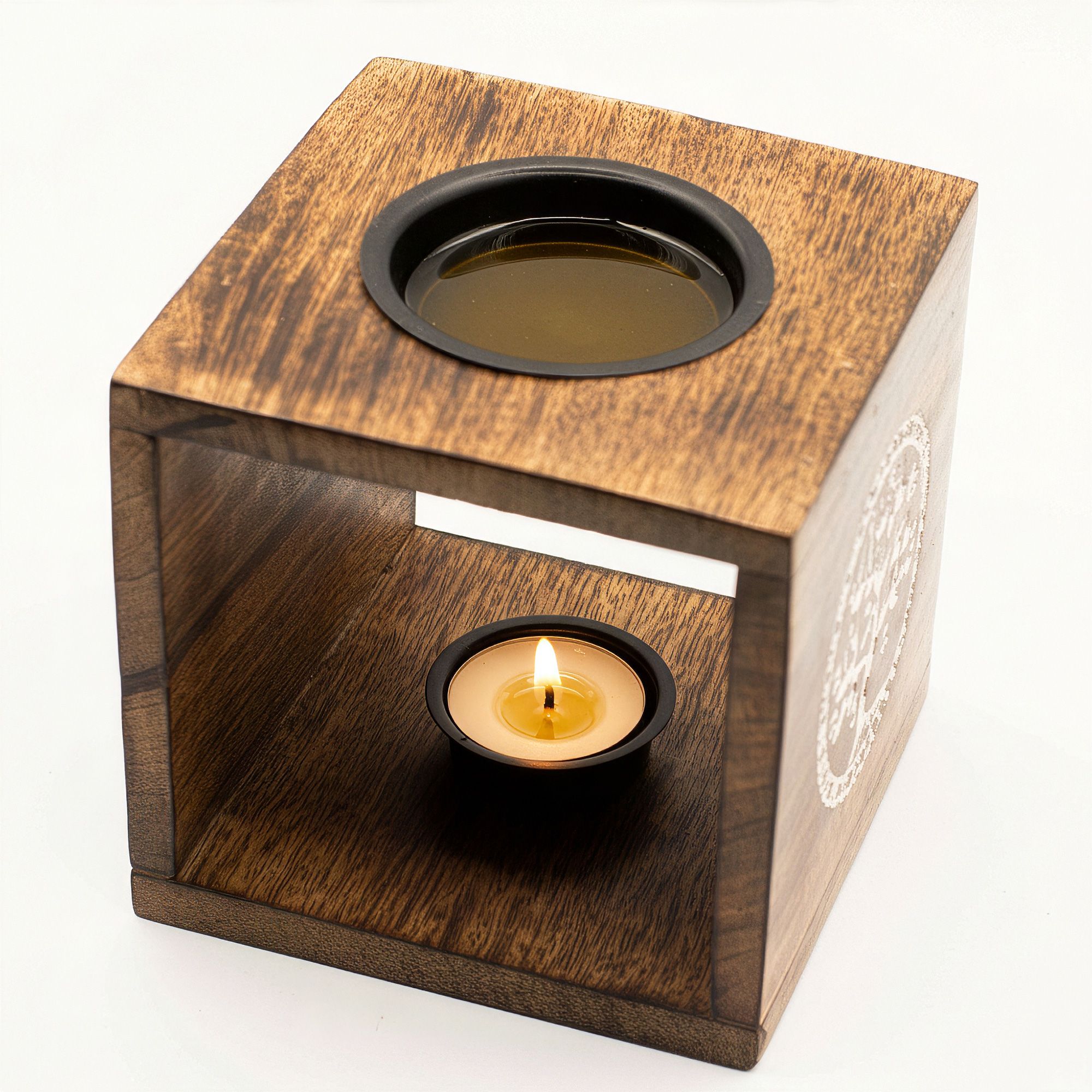 Quemador de aceite de madera de mango cuadrado grande - Pentágono - Imagen 3