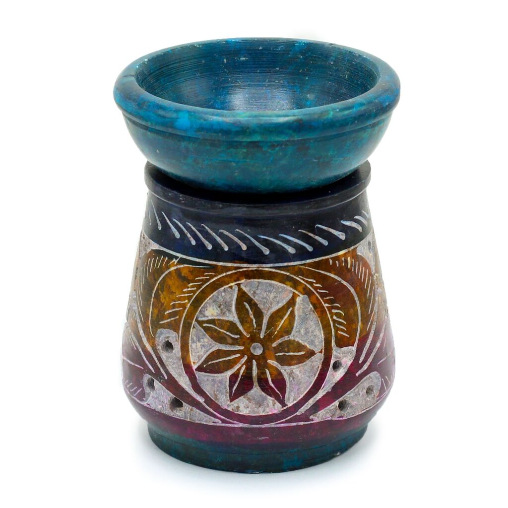 Pequeño quemador de aceite de esteatita de color 8cm – Flor