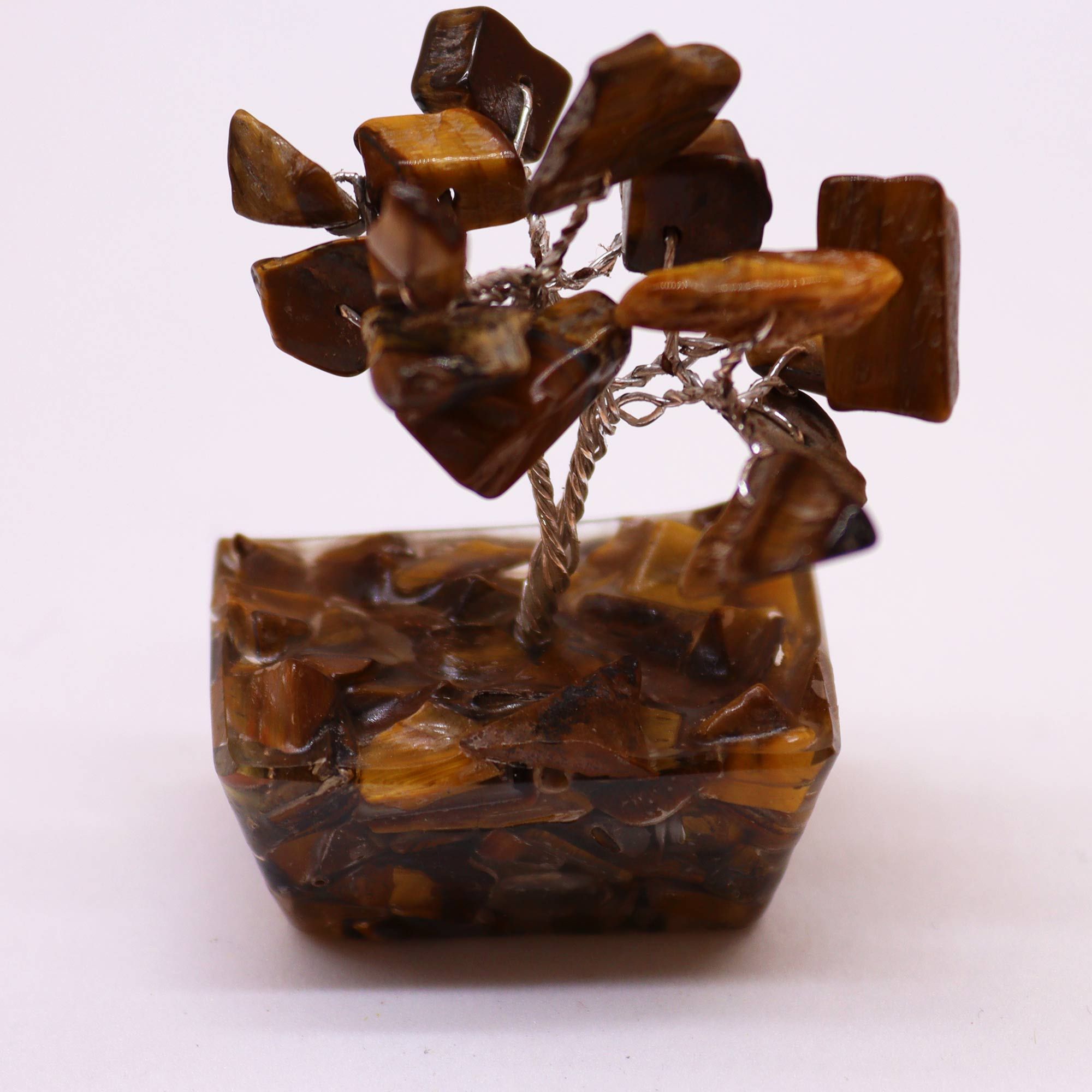 Mini árbol de piedras preciosas sobre base de orgonita - Ojo de tigre (15 piedras) - Imagen 6