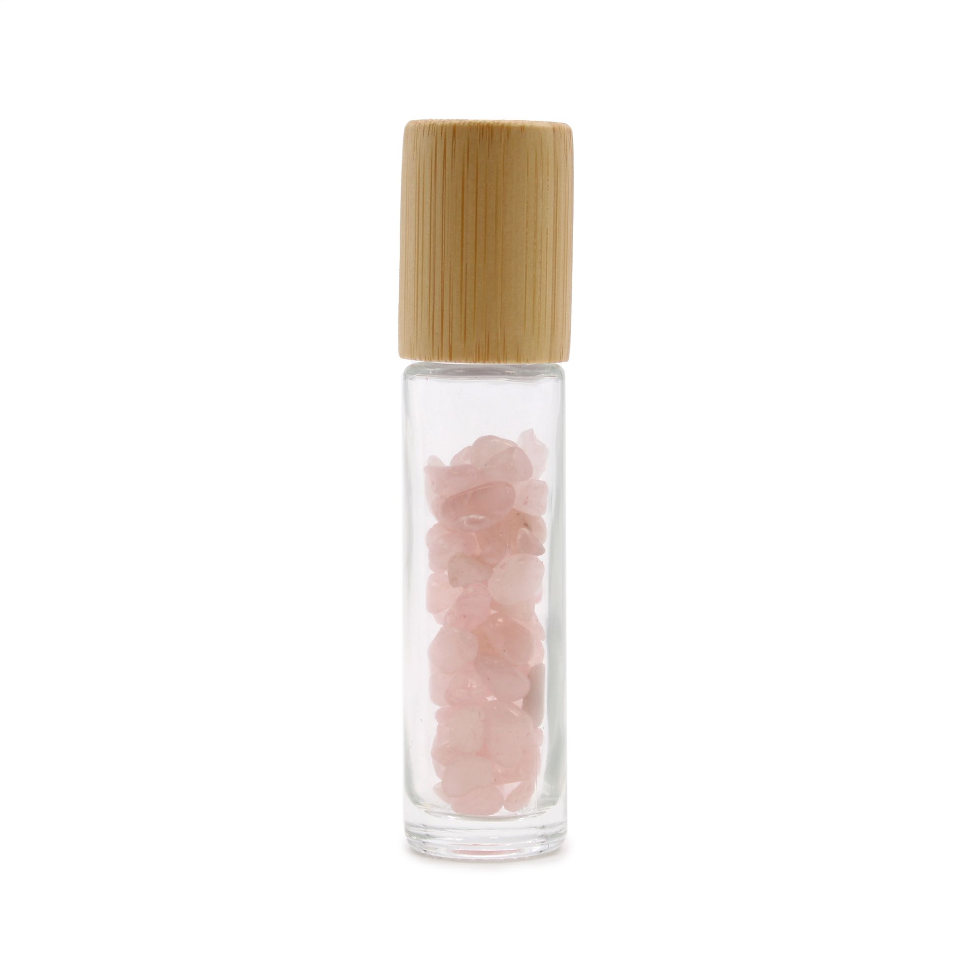 Botella de rodillo de aceite esencial de piedras preciosas - Cuarzo rosa - Tapa de madera - Imagen 4