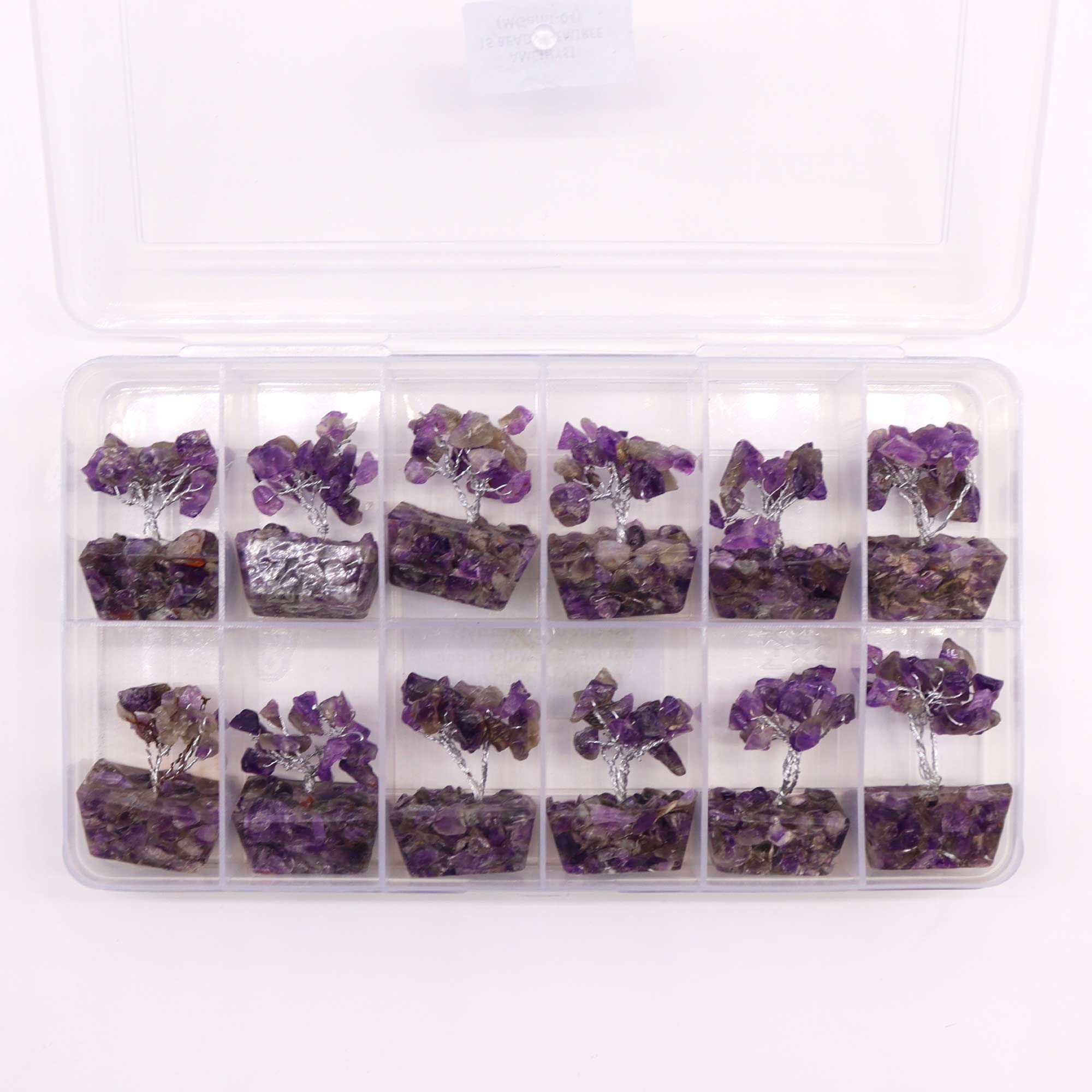 Mini árbol de piedras preciosas sobre base de orgonita - Amatista (15 piedras) - Imagen 3
