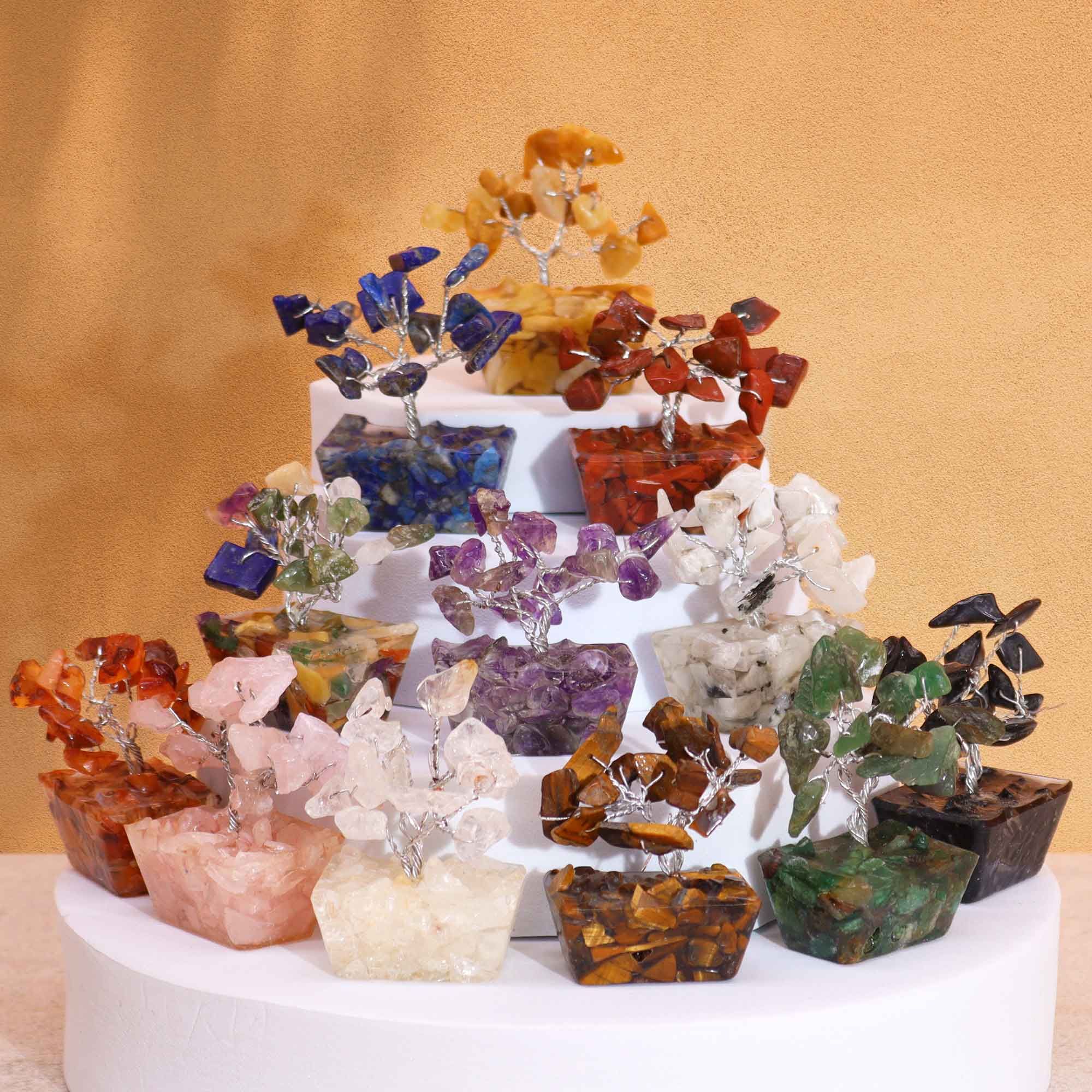 Mini árboles de piedras preciosas sobre base de orgonita - Mezcla Surtida (15 piedras) - Imagen 4