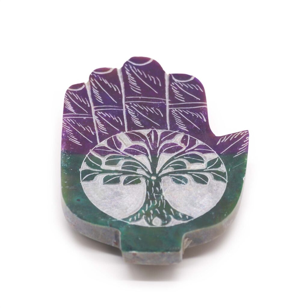 Porta-incienso Med Hamsa de Esteatita 13x9cm – Árbol de la Vida