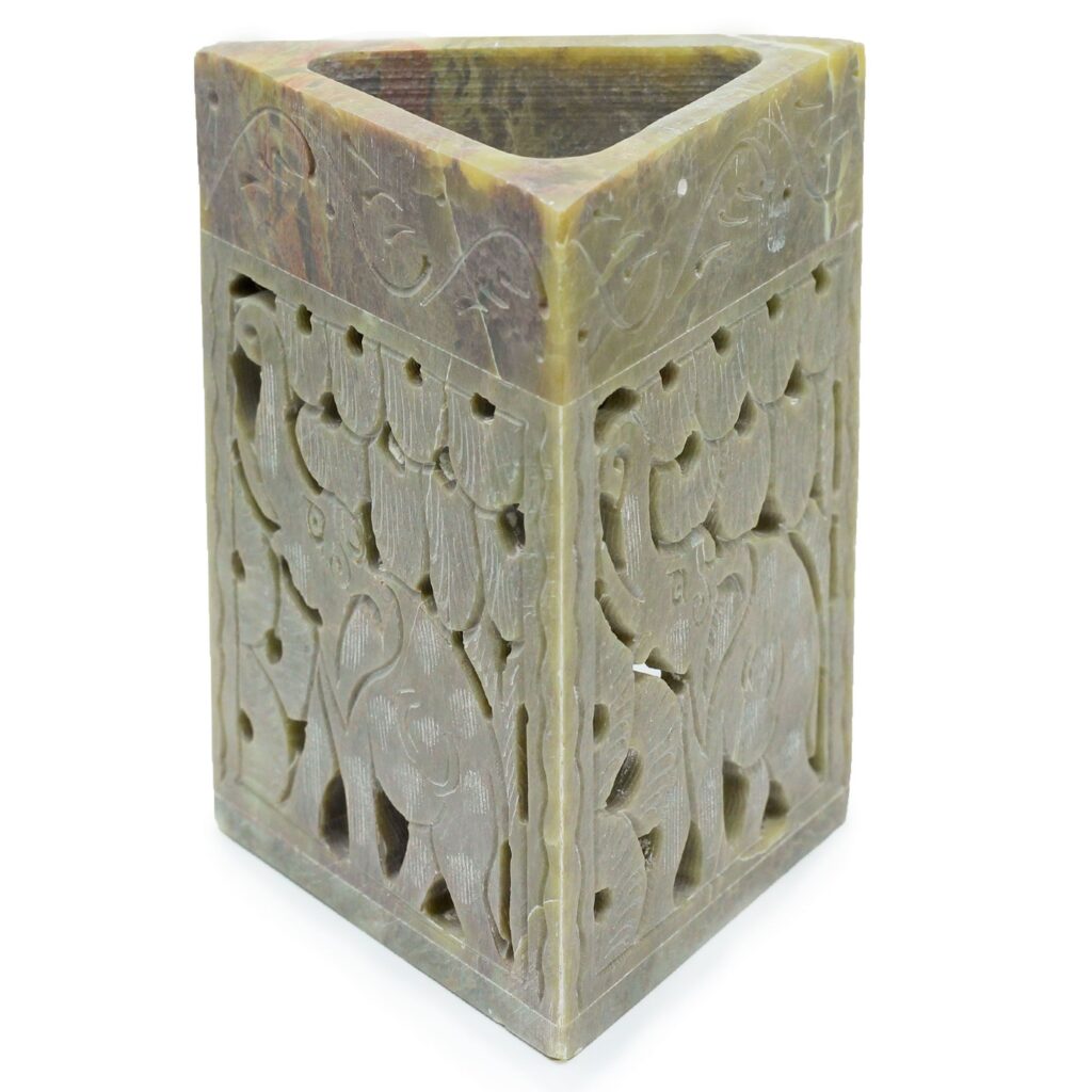 Quemador de aceite de esteatita triangular 11x9cm – Elefante