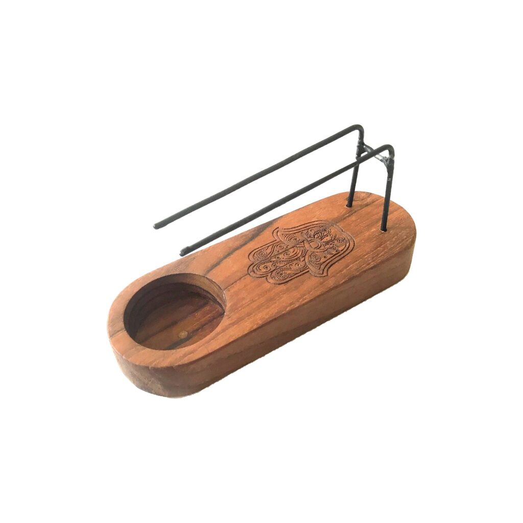 Calentador Palo Santo Pequeño – Madera de Teca – Diseño Hamsa