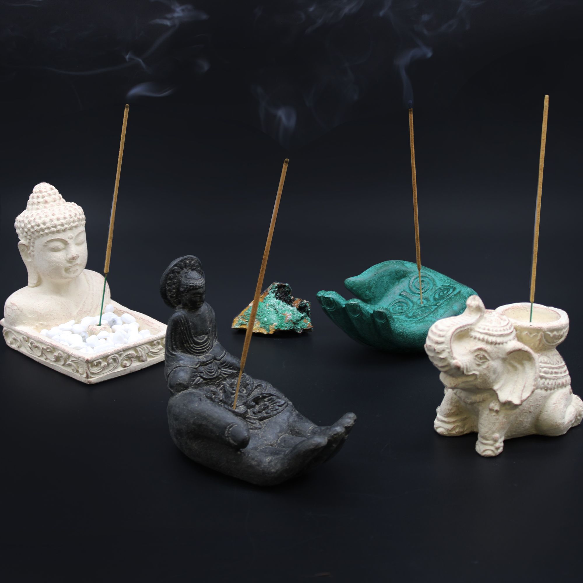 Quemador de incienso Buddah & Hand (negro) - Imagen 3