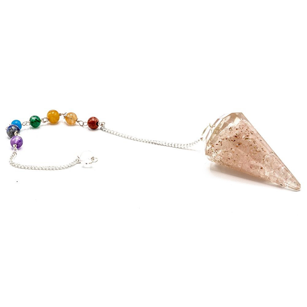 Péndulo de orgonita Power Chakra – Cuarzo rosa