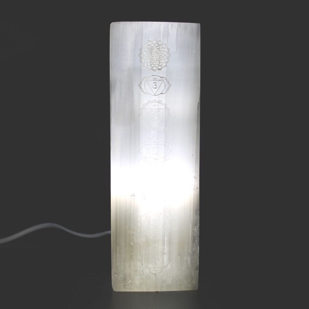 Lámpara Bloque Selenita 25cm – Lámpara Chakra