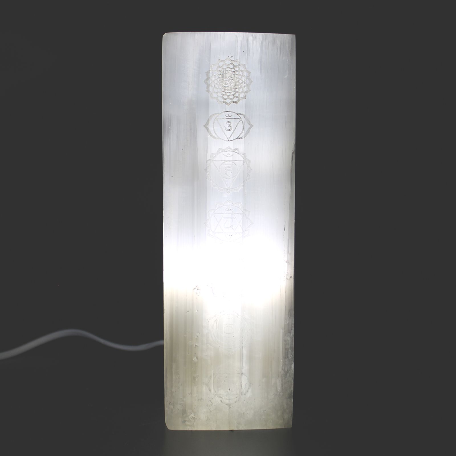 Lámpara Bloque Selenita 25cm – Lámpara Chakra