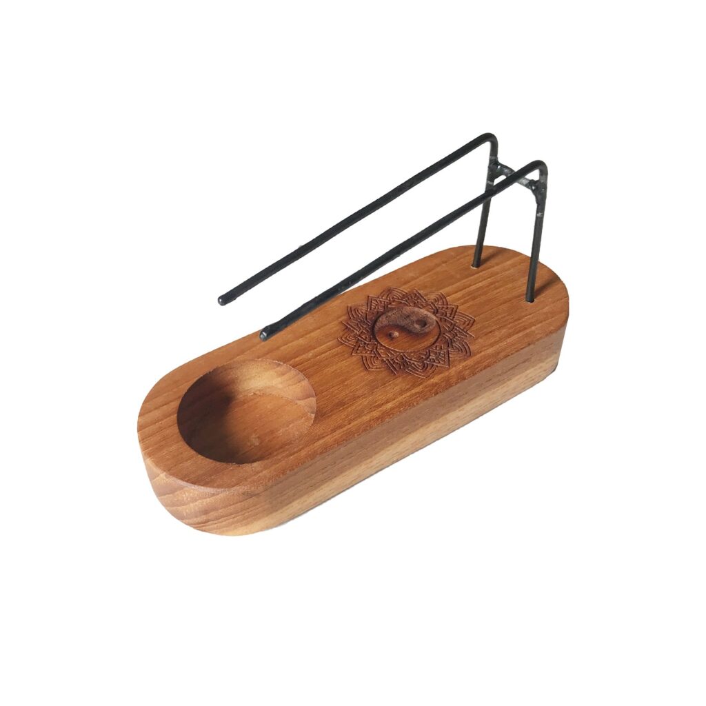 Calentador Palo Santo Pequeño – Madera de Teca – Diseño Yin y Yang