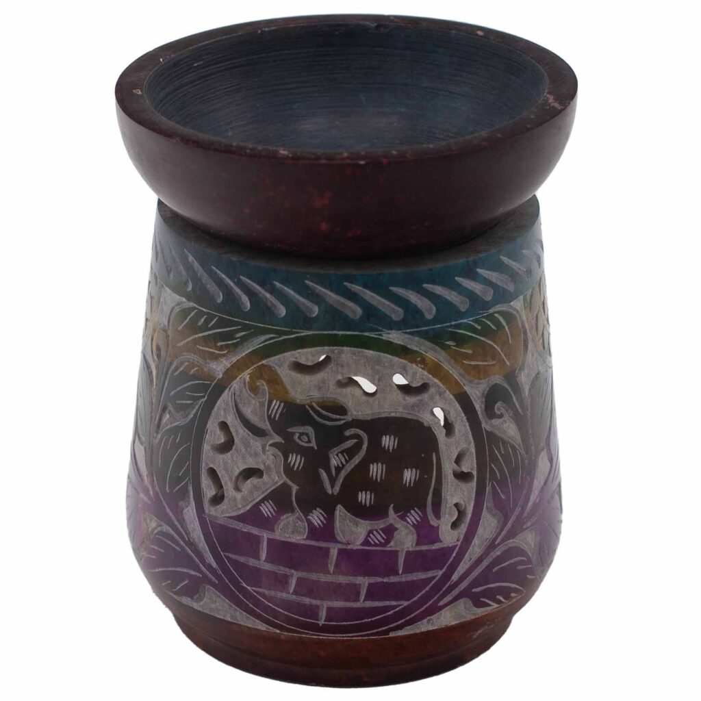 Quemador de aceite de esteatita grande 13x10cm – Elefante – Cinco colores