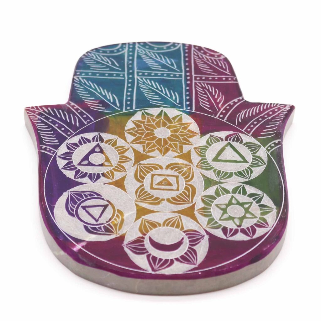 Porta-incienso Hamsa Grande 18x15x1.2cm – 7 Chakra
