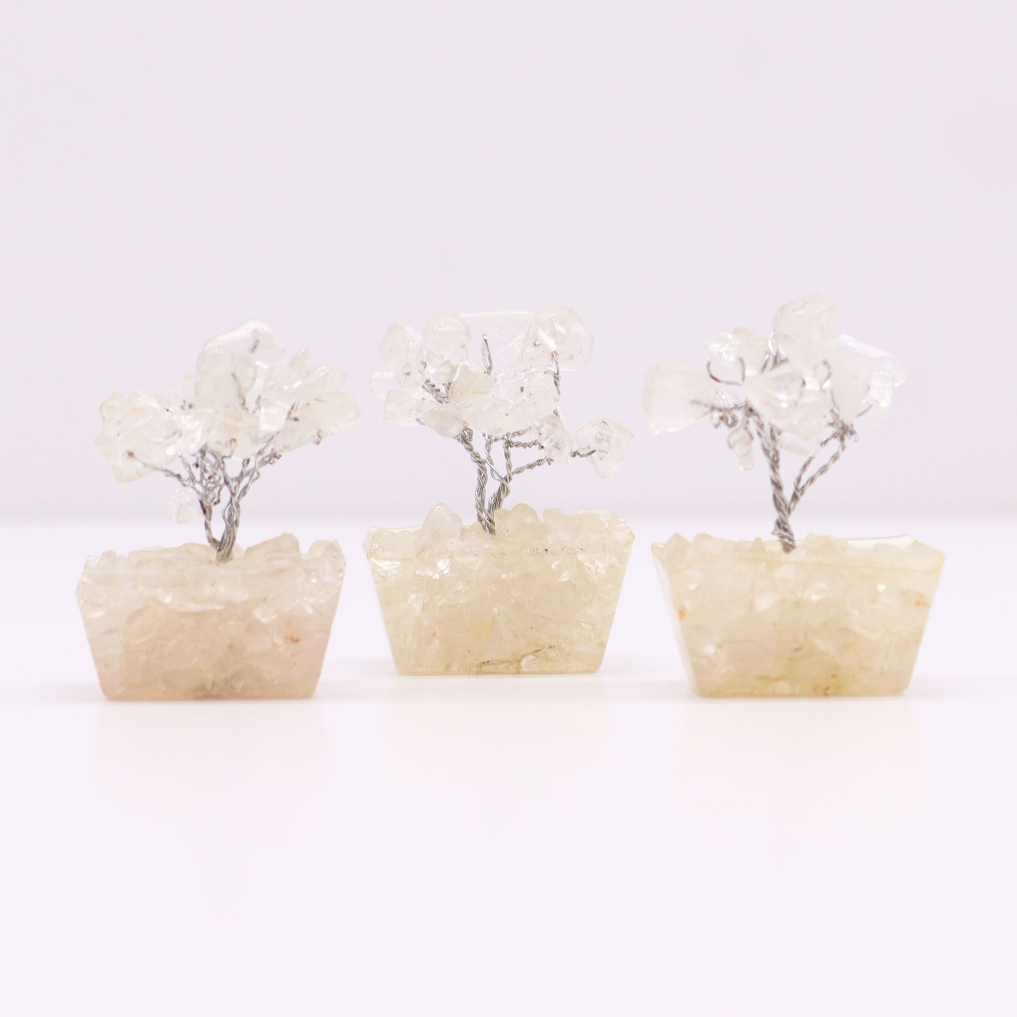 Mini árbol de piedras preciosas sobre base de orgonita - Cuarzo de roca (15 piedras) - Imagen 3