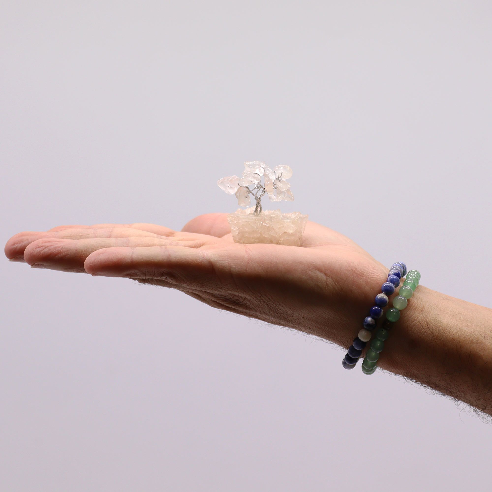 Mini árbol de piedras preciosas sobre base de orgonita - Cuarzo de roca (15 piedras) - Imagen 4
