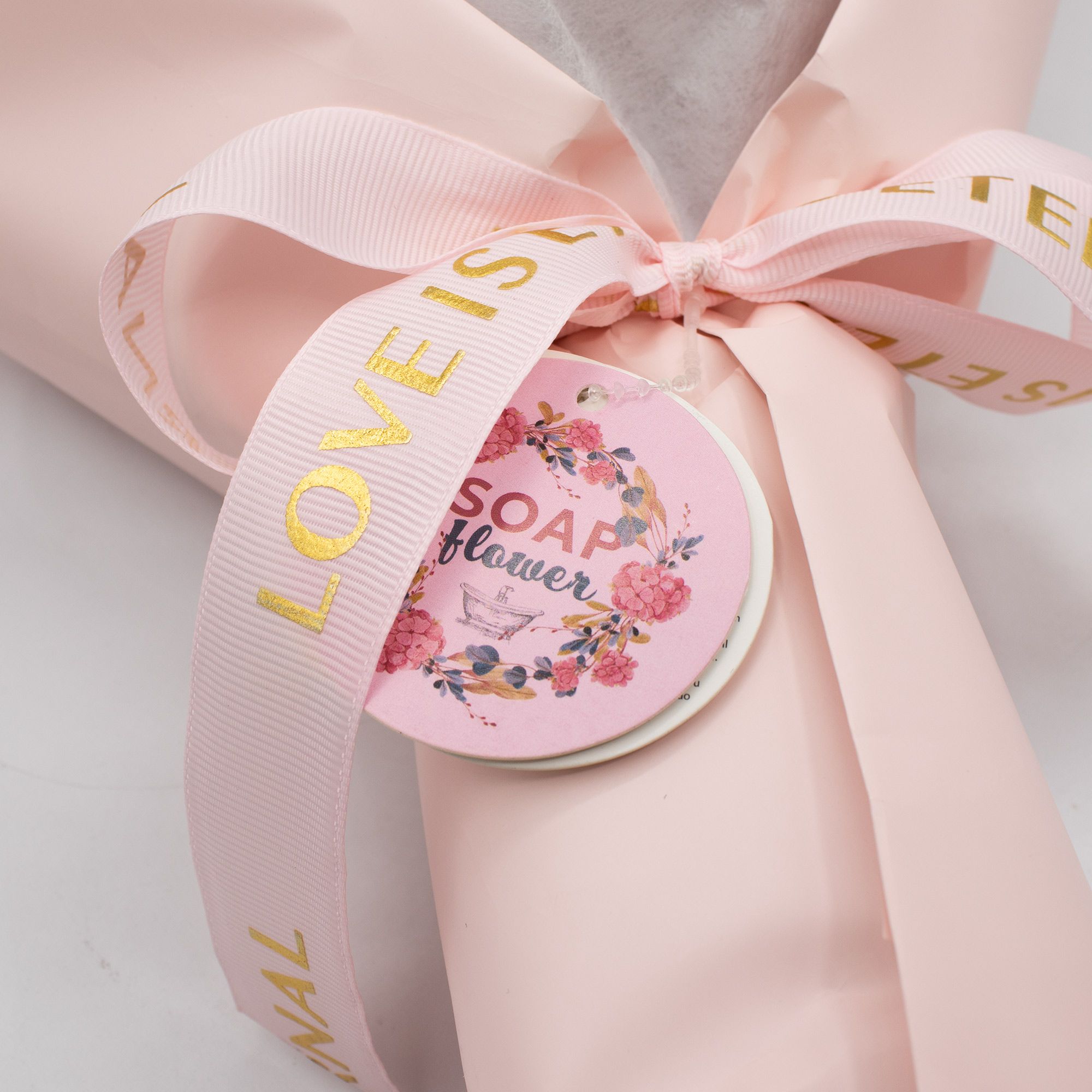 Ramo grande de rosas rosadas - El amor es eterno - Tarjeta de regalo - Imagen 3