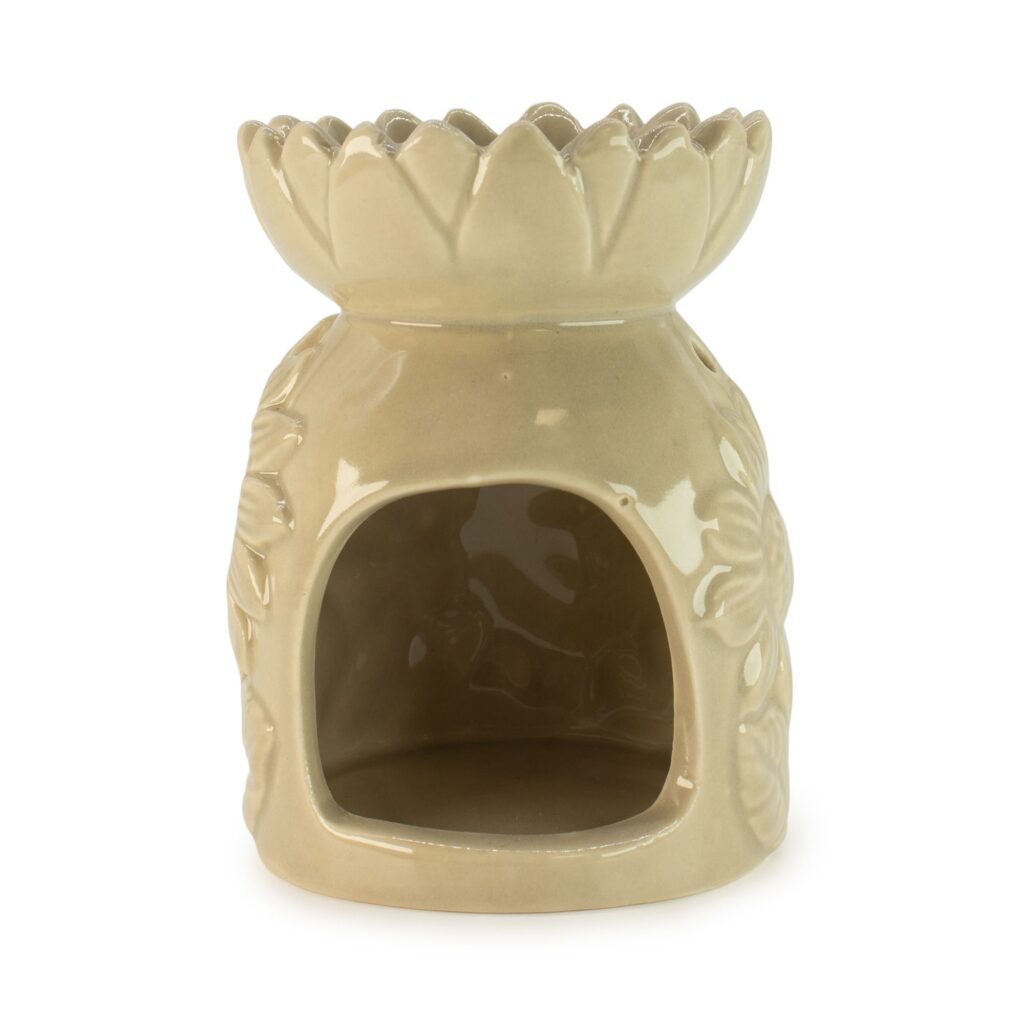 Quemador de aceite de girasol de cerámica – beige pastel