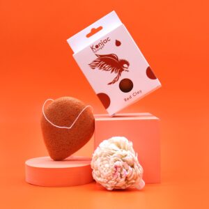 Esponja facial Konjac de arcilla roja