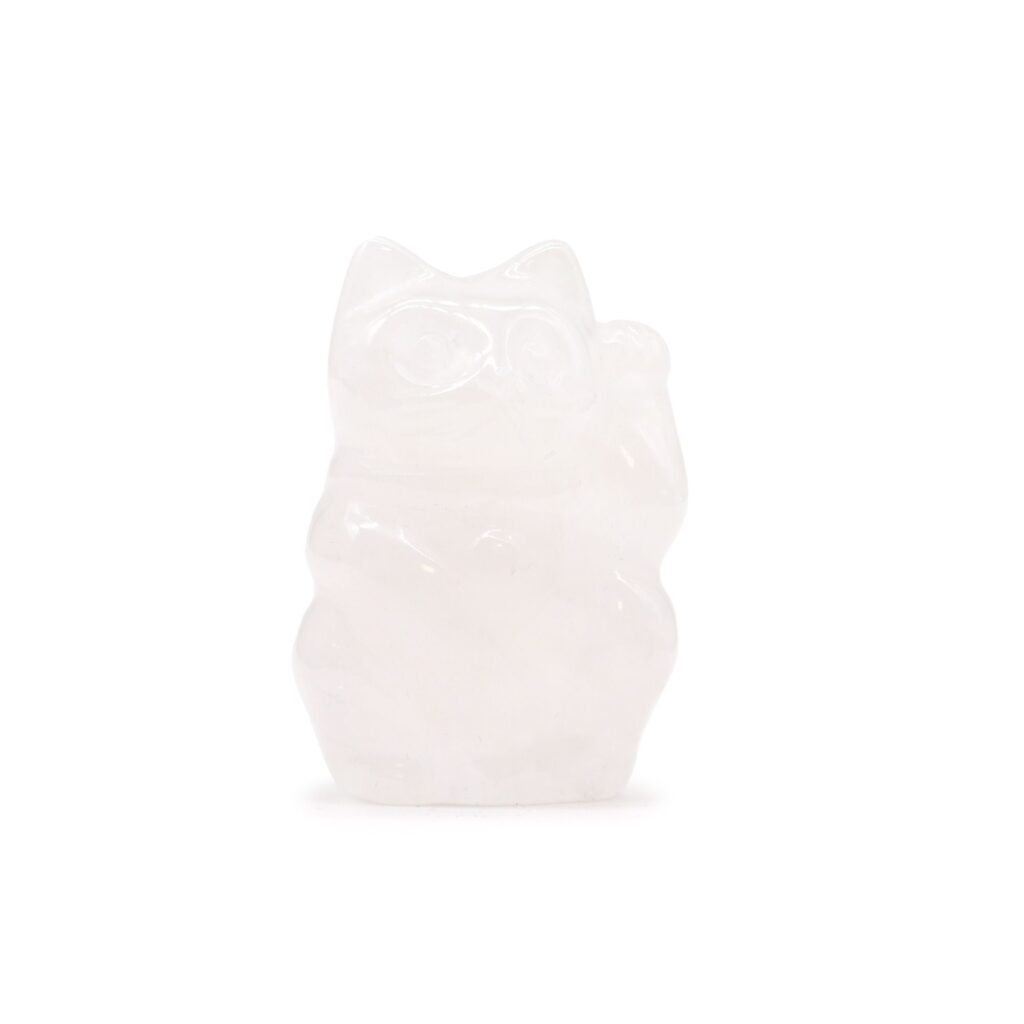 Gema Gato de la Suerte – Cuarzo Rosa 50x35x25mm
