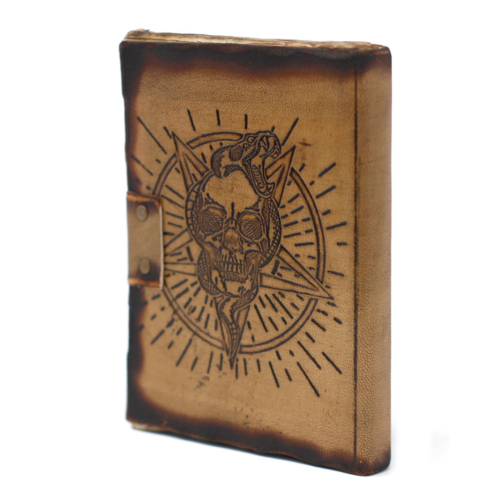 Cuaderno de Cuero Pentágono y Calavera Hojas quemadas - Imagen 7
