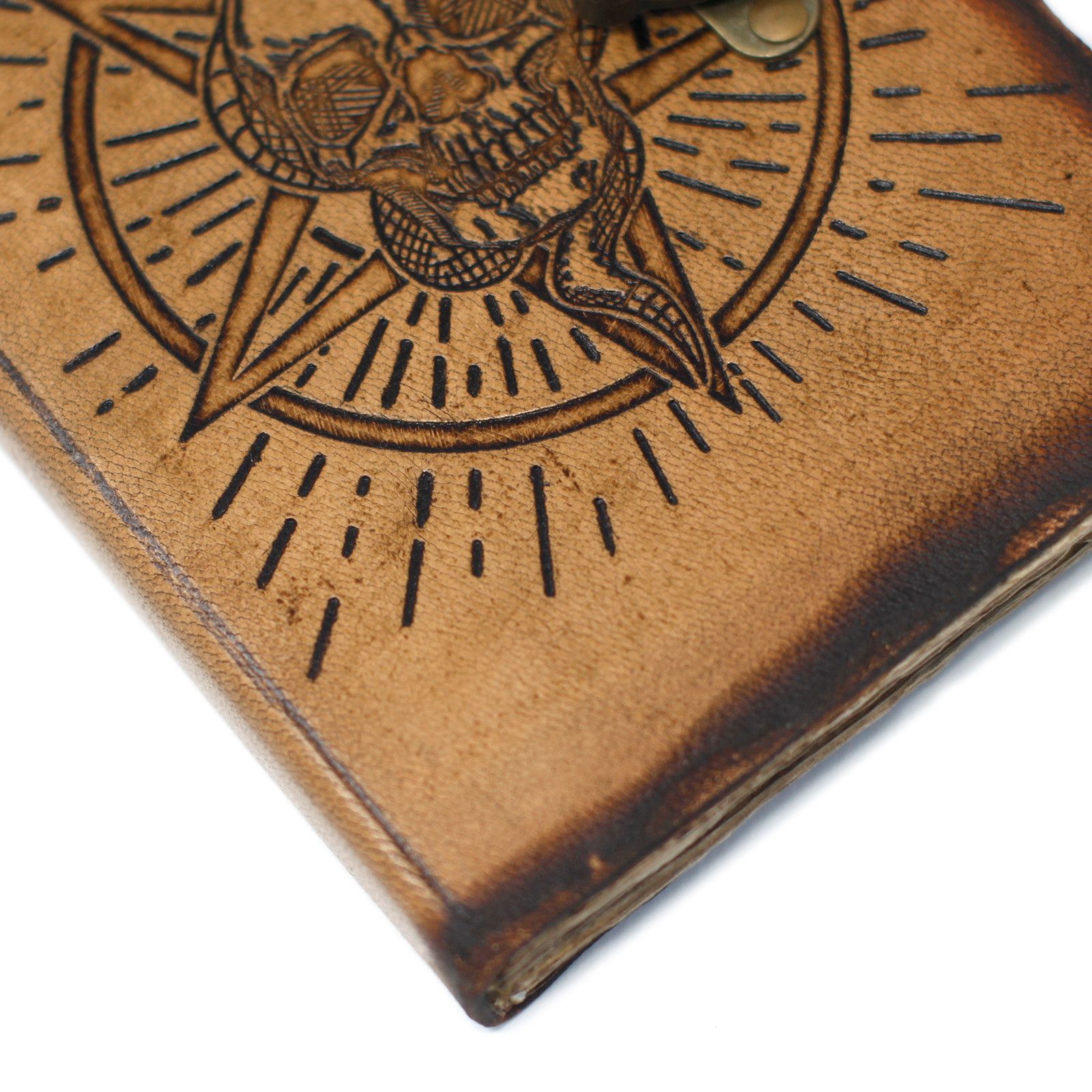 Cuaderno de Cuero Pentágono y Calavera Hojas quemadas - Imagen 6