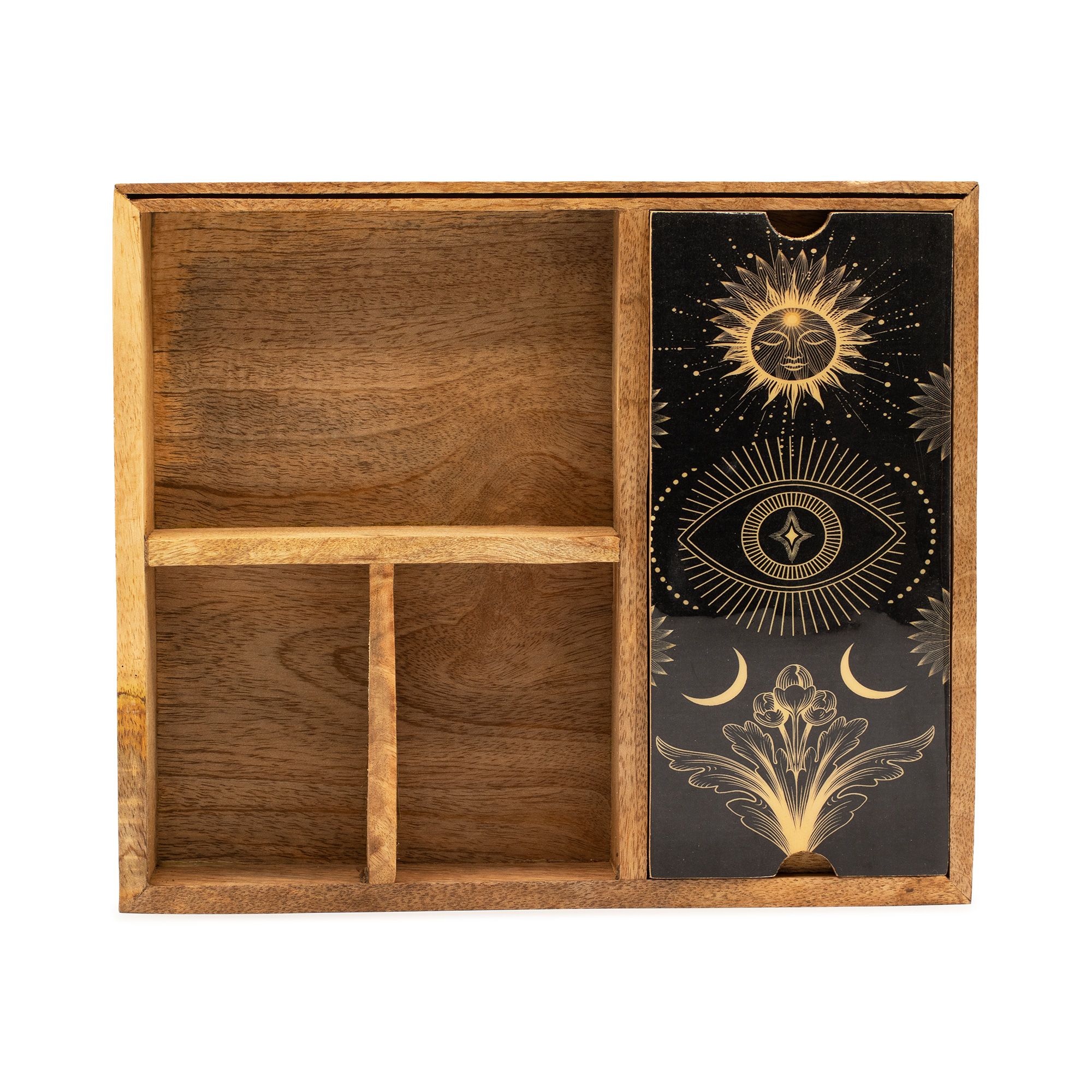Caja de tarot de cuatro compartimentos con soporte para cartas - Imagen 2