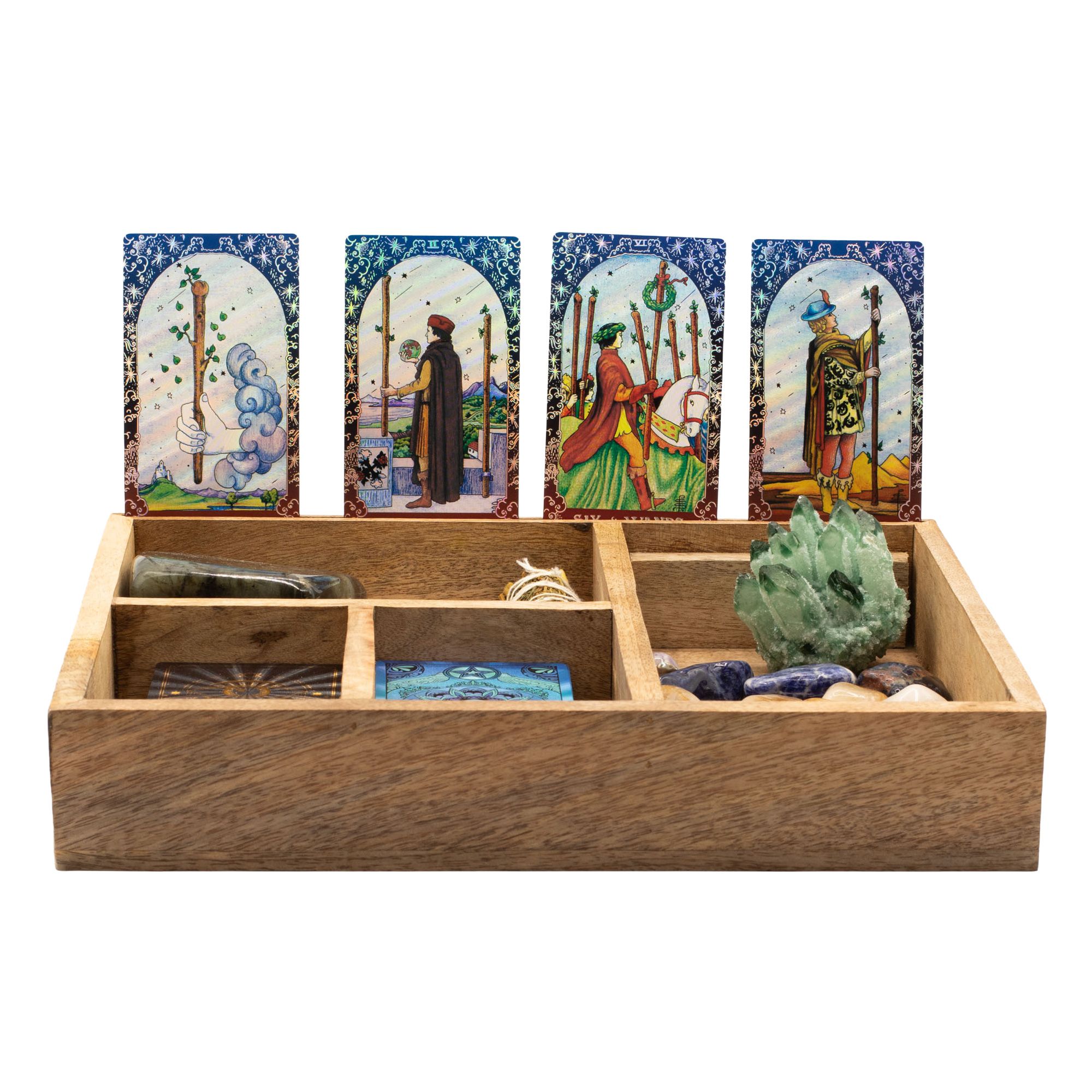Caja de tarot de cuatro compartimentos con soporte para cartas - Imagen 3