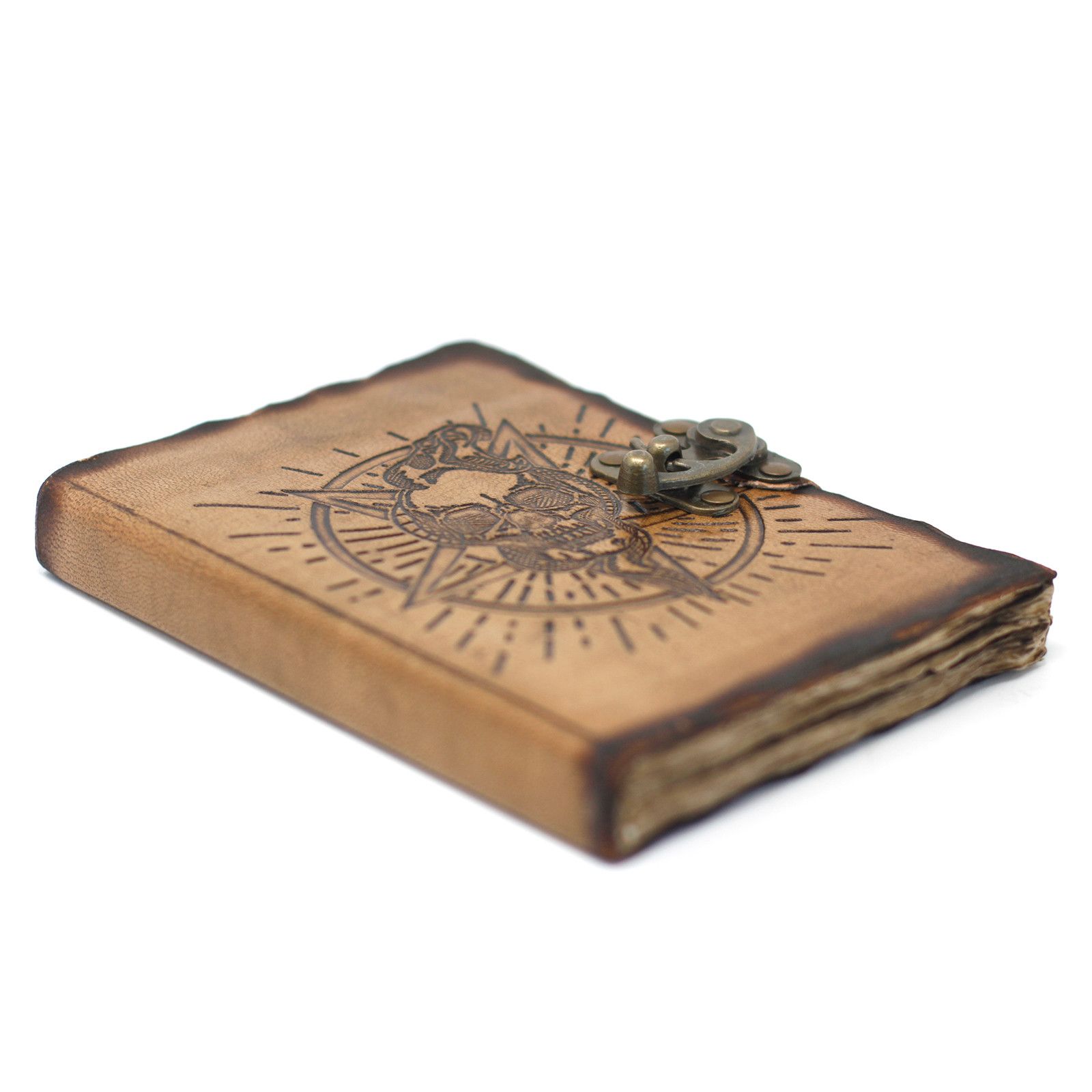 Cuaderno de Cuero Pentágono y Calavera Hojas quemadas - Imagen 8