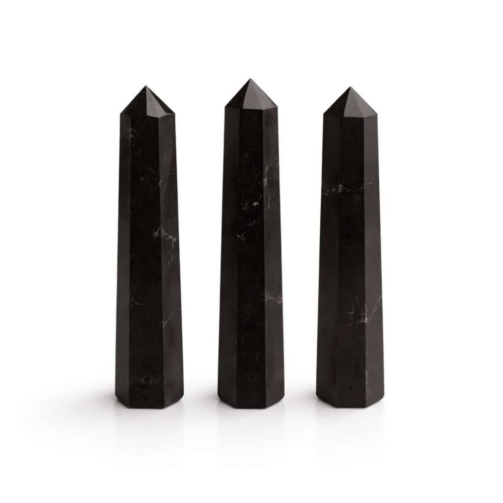 Punta obelisco de seis caras de piedra preciosa, aprox. 11 cm – Turmalina negra