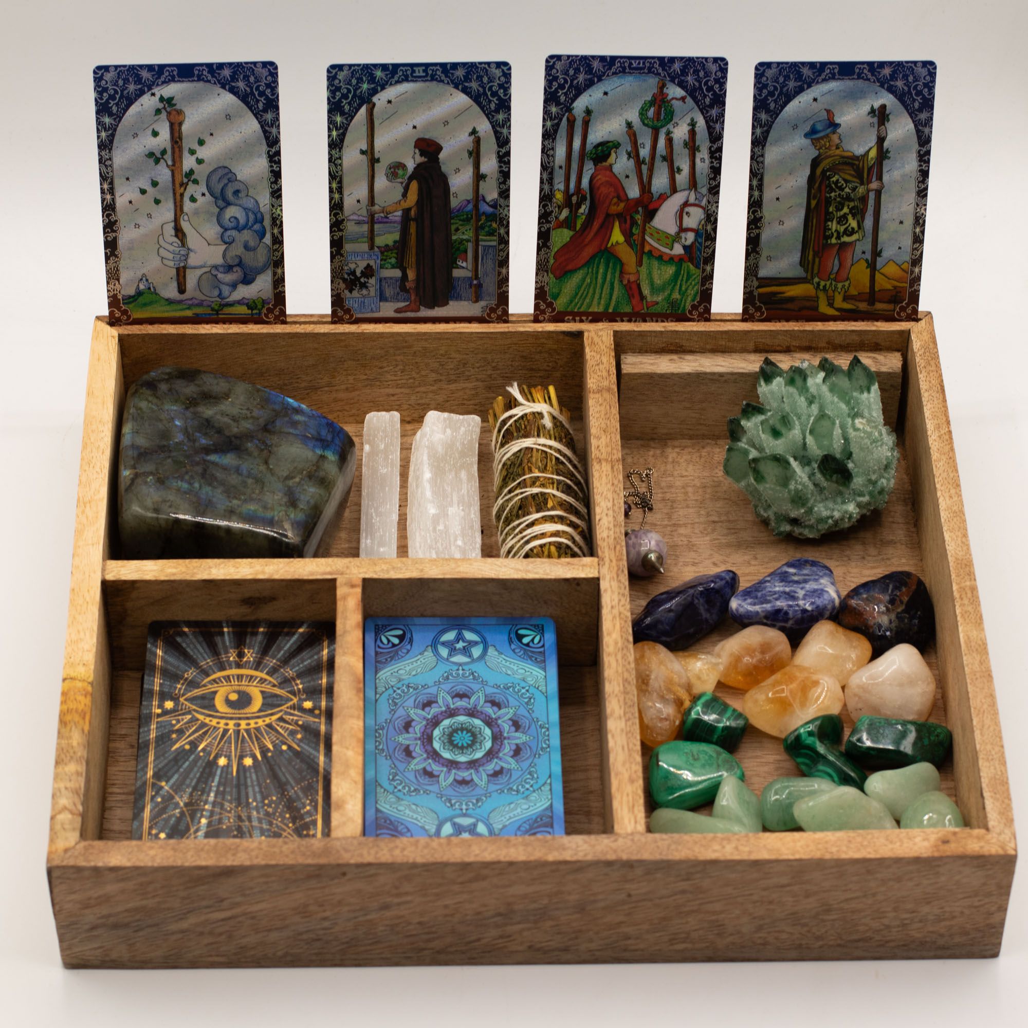 Caja de tarot de cuatro compartimentos con soporte para cartas - Imagen 5