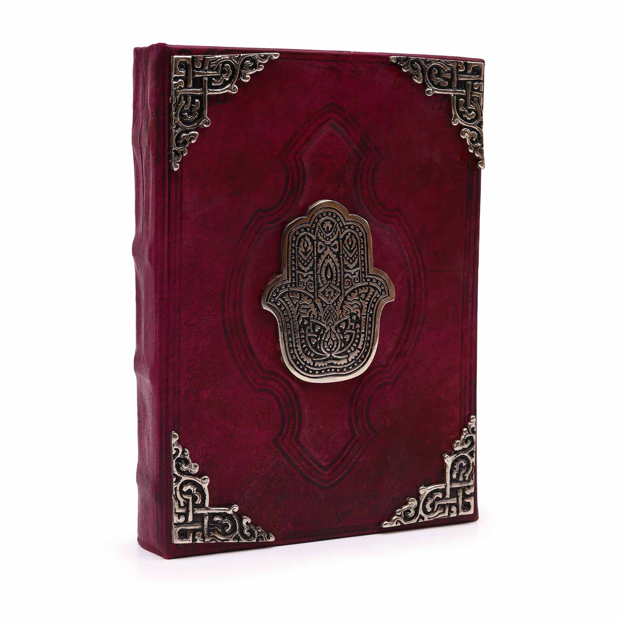 Libro Bronceado Rojo – Decoración Hamsa de zinc con bordes de cubierta