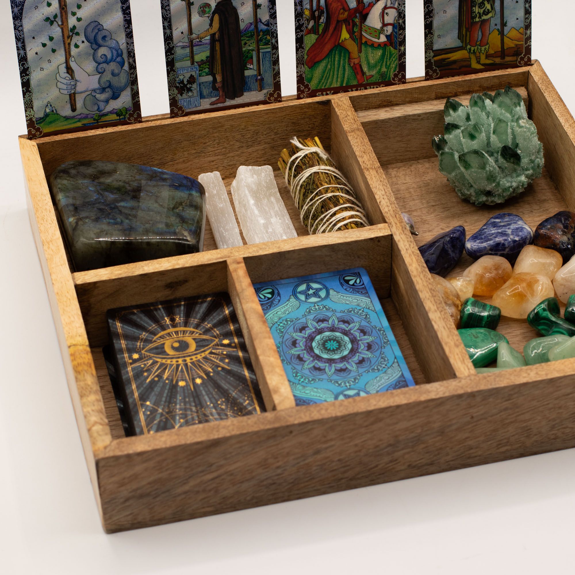 Caja de tarot de cuatro compartimentos con soporte para cartas - Imagen 6