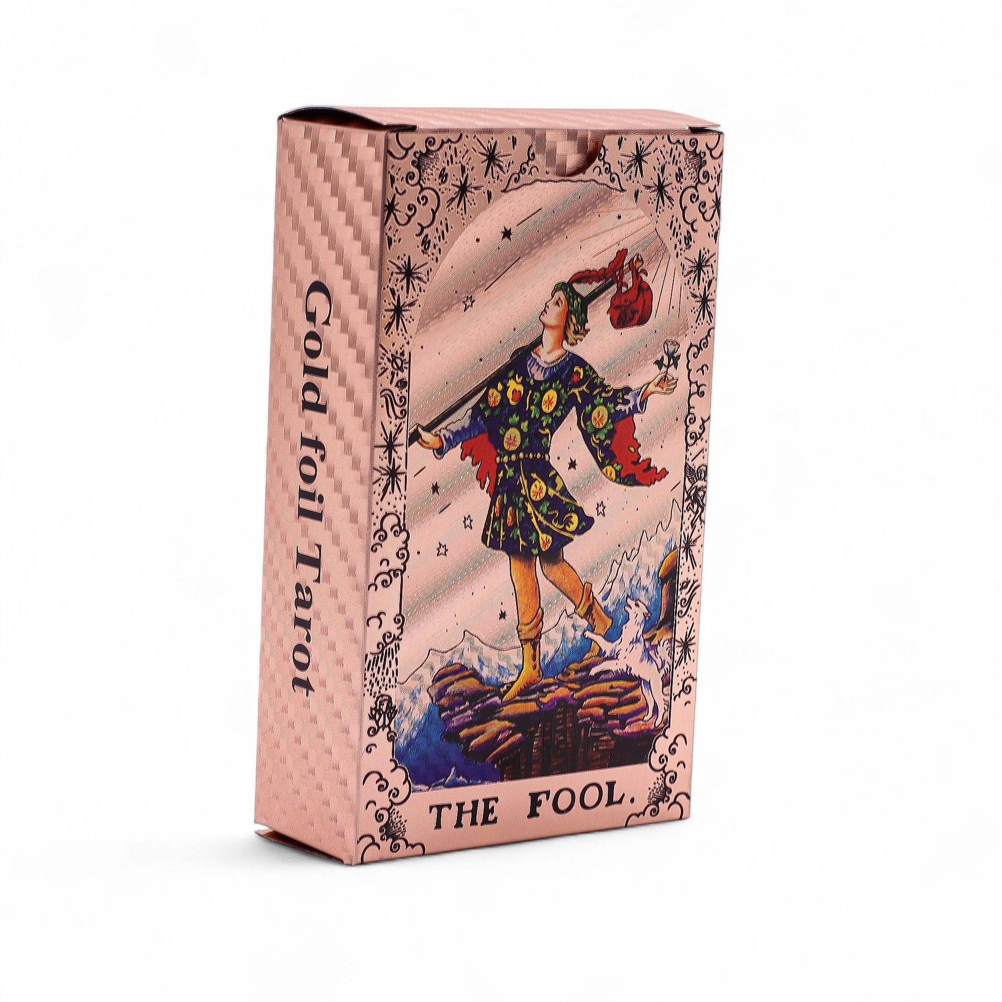 Set de cartas de Tarot con foil en oro rosa – Fase lunar – con folleto