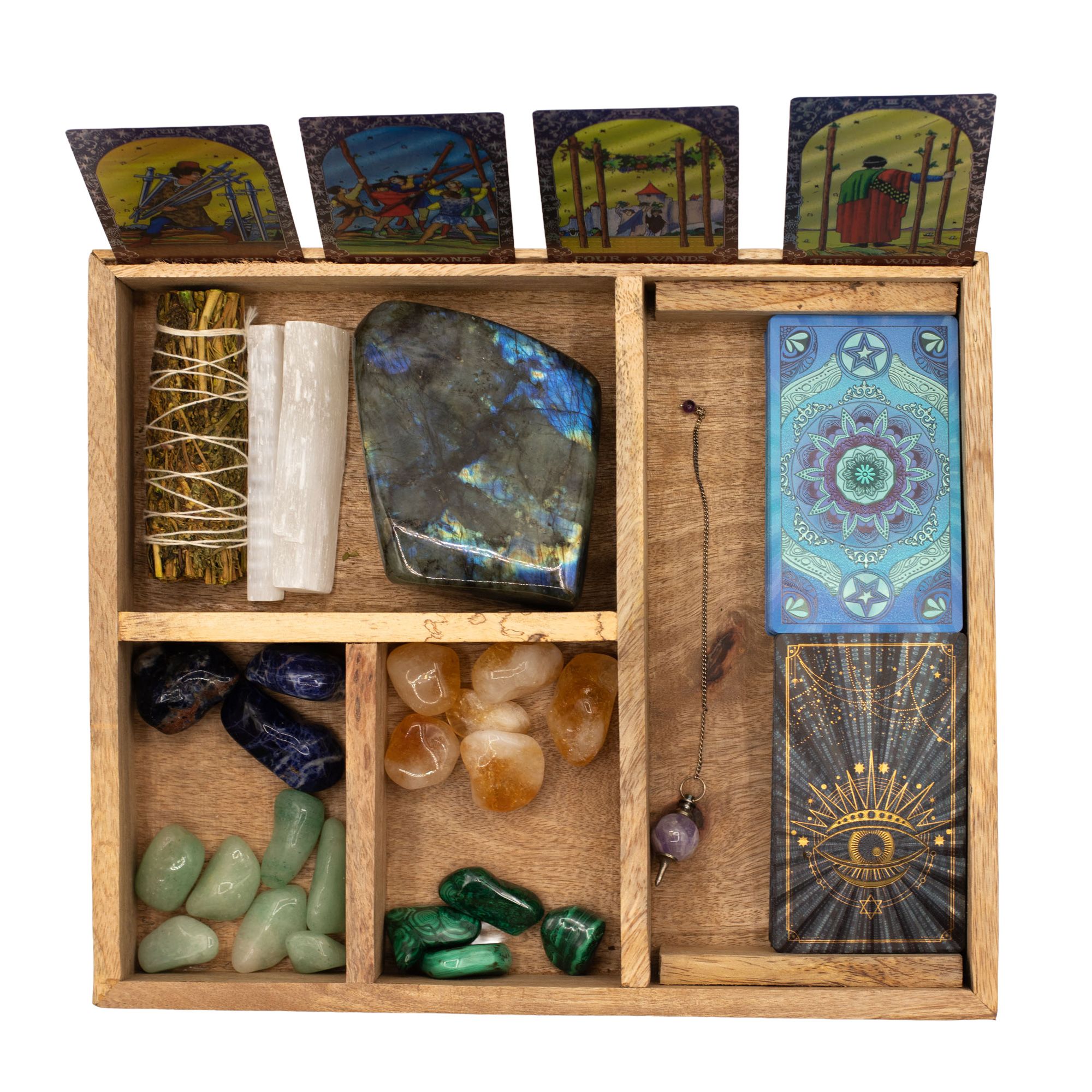 Caja de tarot de cuatro compartimentos con soporte para cartas - Imagen 7