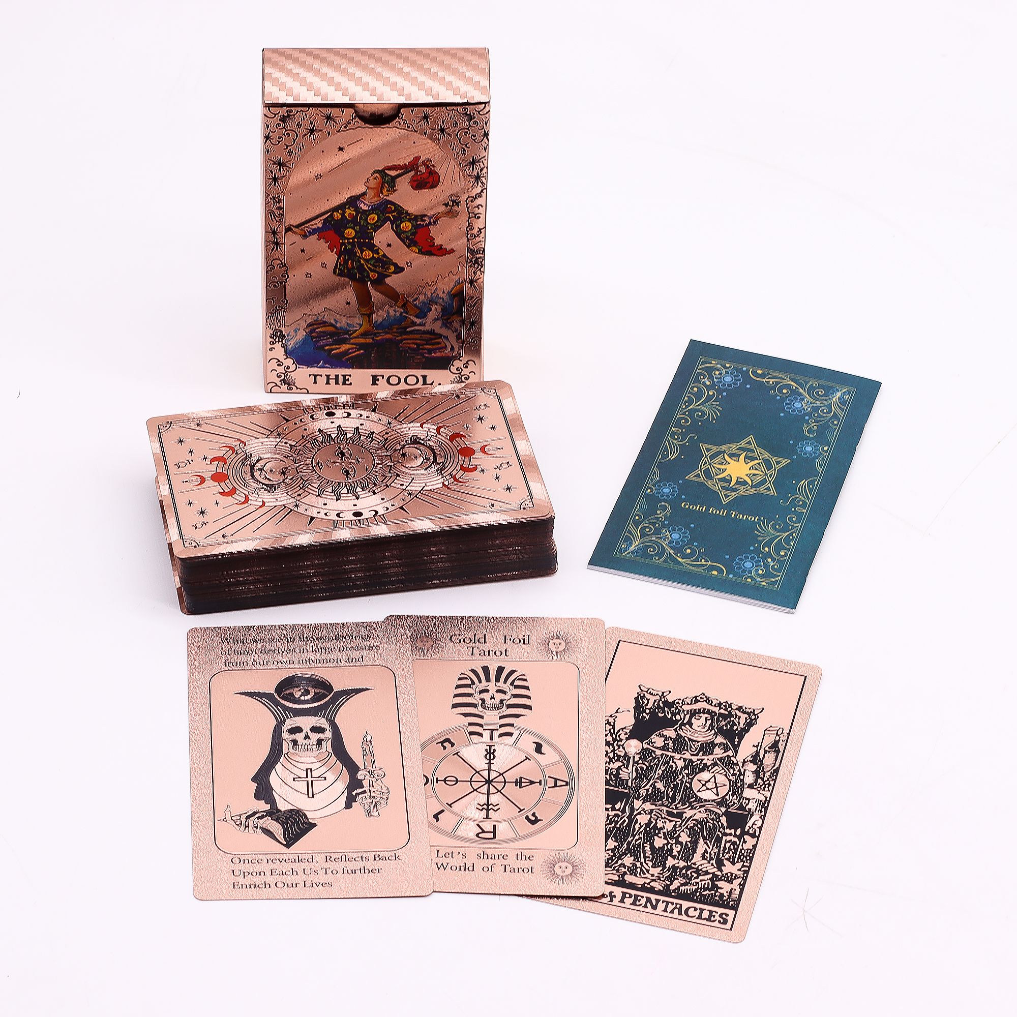 Set de cartas de Tarot con foil en oro rosa - Fase lunar - con folleto - Imagen 6