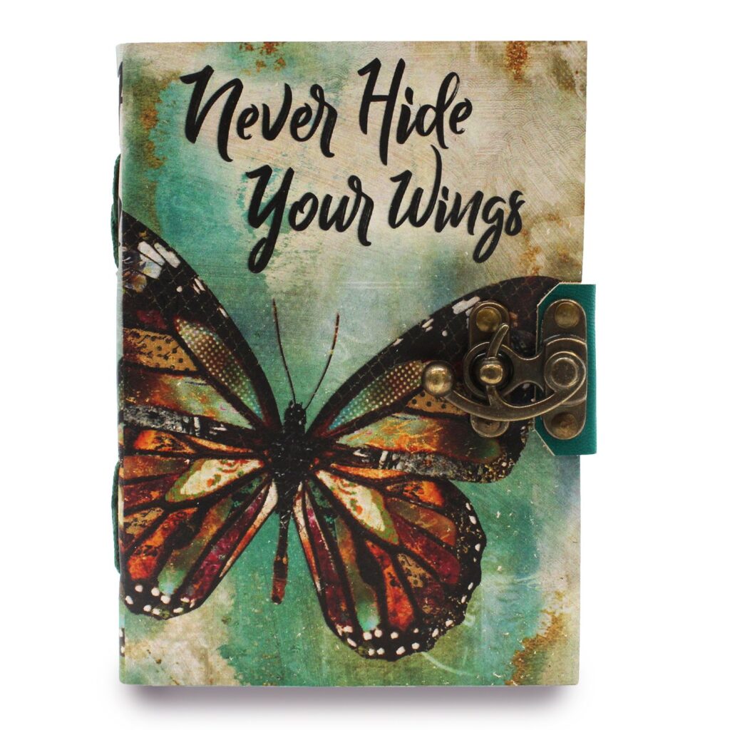 Cuaderno de cuero «Never Hide Your Wings»