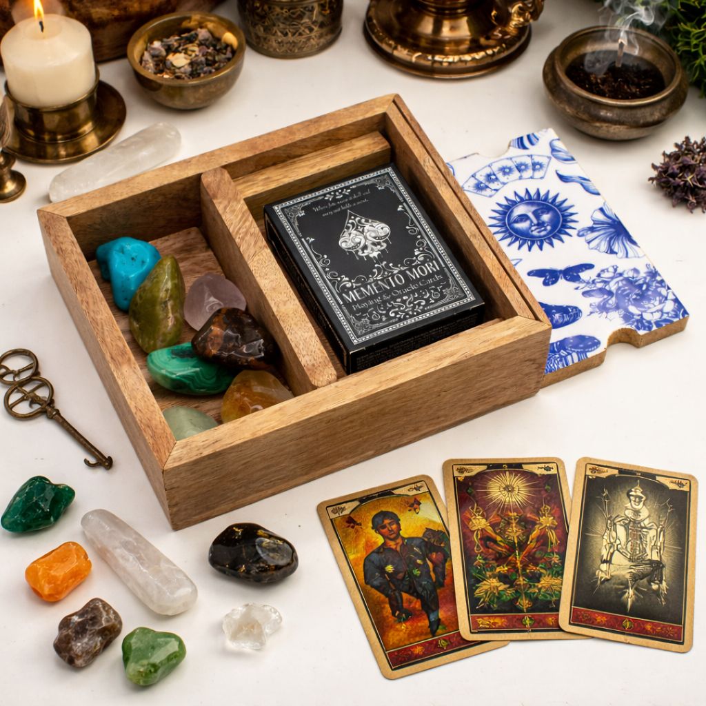Caja de tarot de dos secciones con soporte para cartas - Imagen 6