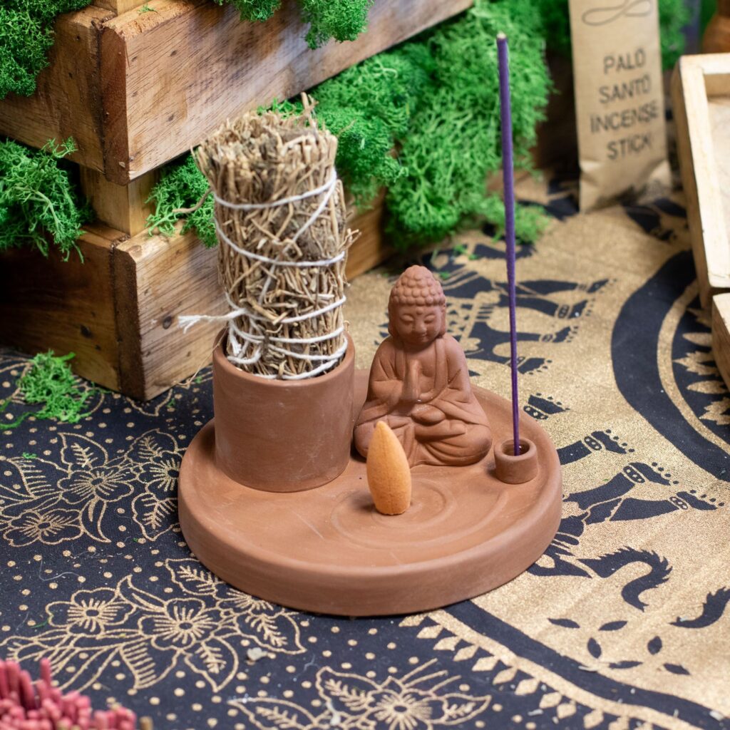 Plato de incienso de Buda multiuso – Estilo terracota natural