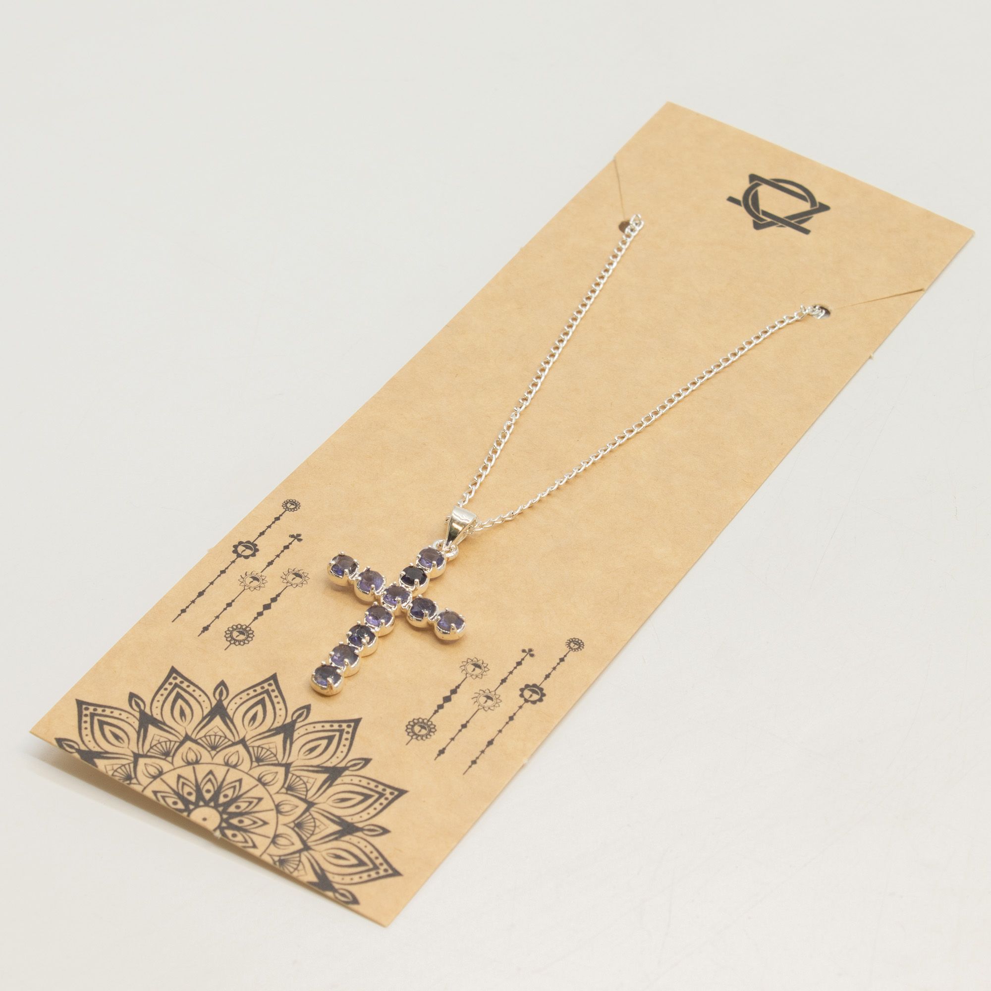 Colgante devocional de la India - Plateado con baño de plata (cadena de 45 cm) - Crucifijo Ionite - Imagen 3
